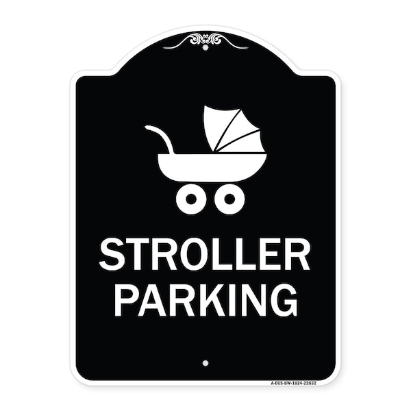 Stroller Parking With Graphic Heavy-Gauge Aluminum Architectural Sign, 24" x 18", BW-1824-22832